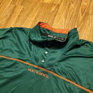Adidas Miami Hurricanes Pullover Jacket Men 4XL Green Snap Player Issue